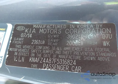 2015 Kia Forte Ex from USA, damaged, VIN KNAFZ4A87F5316824